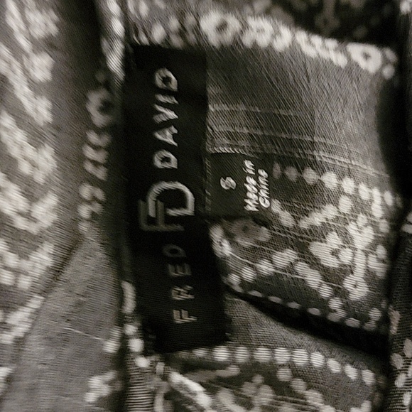 Fred David Grey and White Peasent Blouse Size Small - Picture 4 of 6